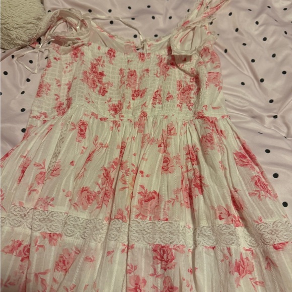 Floral Lace Trim Skirt - Pink and White - Picture 4 of 5